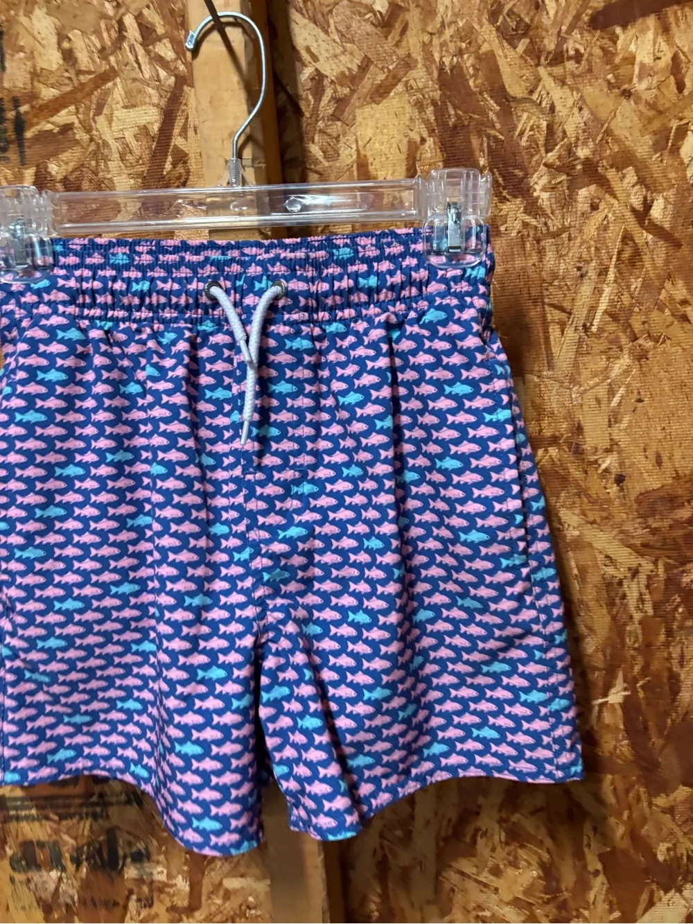 Class Club Navy Swim Shorts with Pink & Light Blue Fish Print